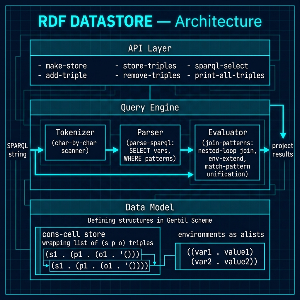 Architecture diagram for the in-memory RDF store