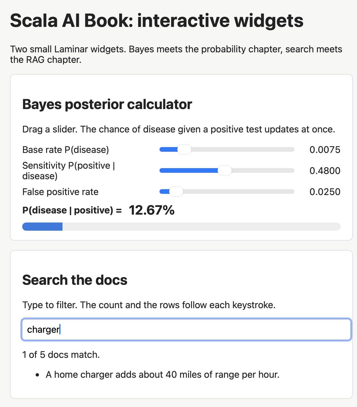 Screen shot of example web app