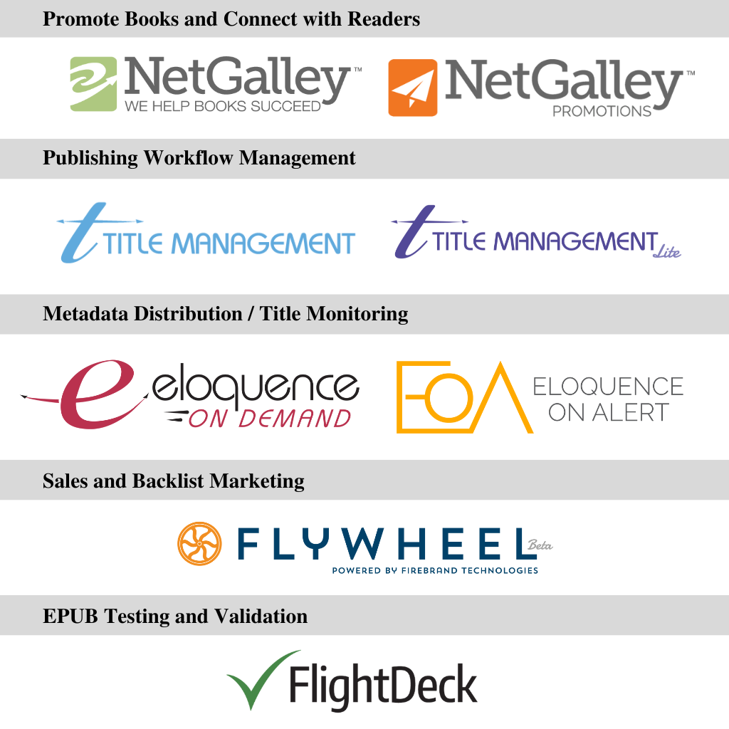 En infografik, der viser forskellige tjenester, der tilbydes af NetGalley, herunder bogfremme, arbejdsgangsstyring i udgivelse, metadata-distribution, salg og backlist markedsføring samt EPUB testning.