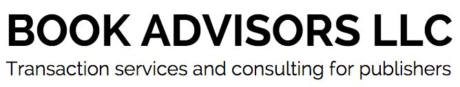 แบนเนอร์ที่บอกว่า 'BOOK ADVISORS LLC บริการการทำธุรกรรมและการให้คำปรึกษาสำหรับสำนักพิมพ์'