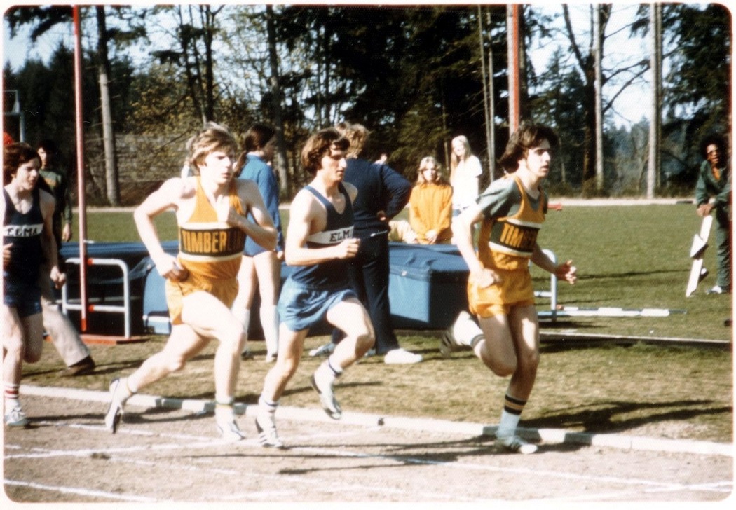 Steve and I during the mile run during Track season in the spring