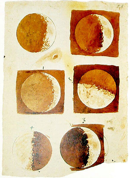 Galileis Skizzen des Mondes