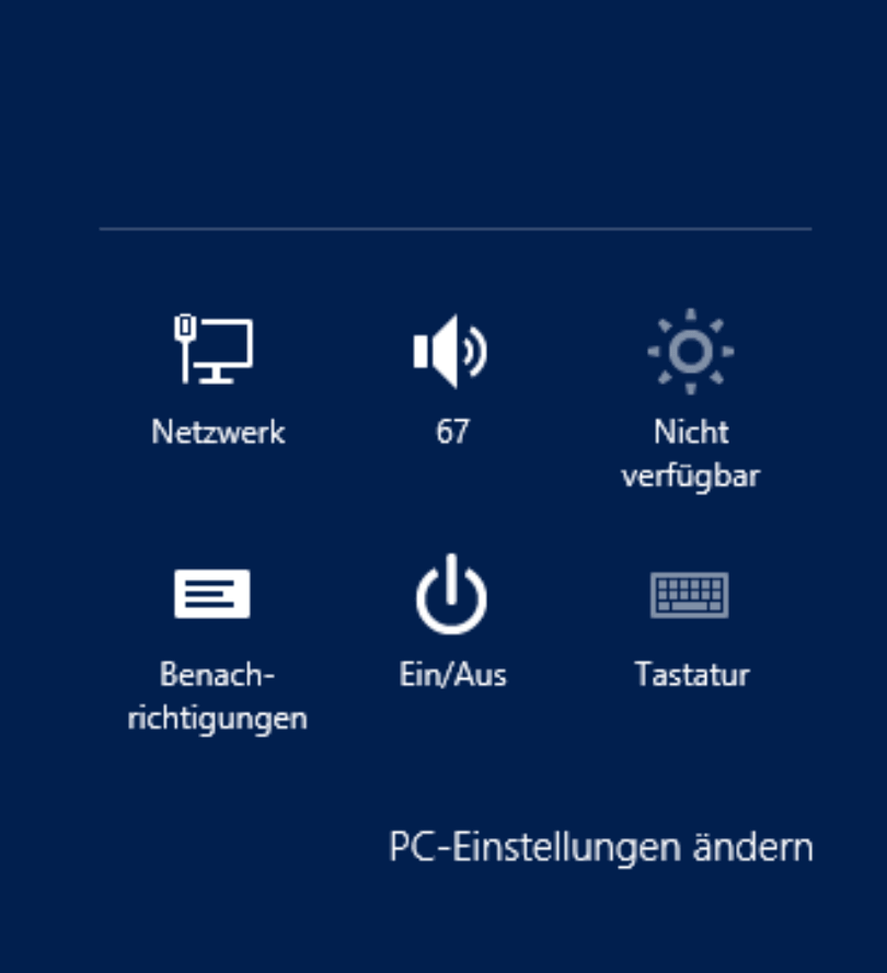 Teil der Charms-Bar von Windows 8