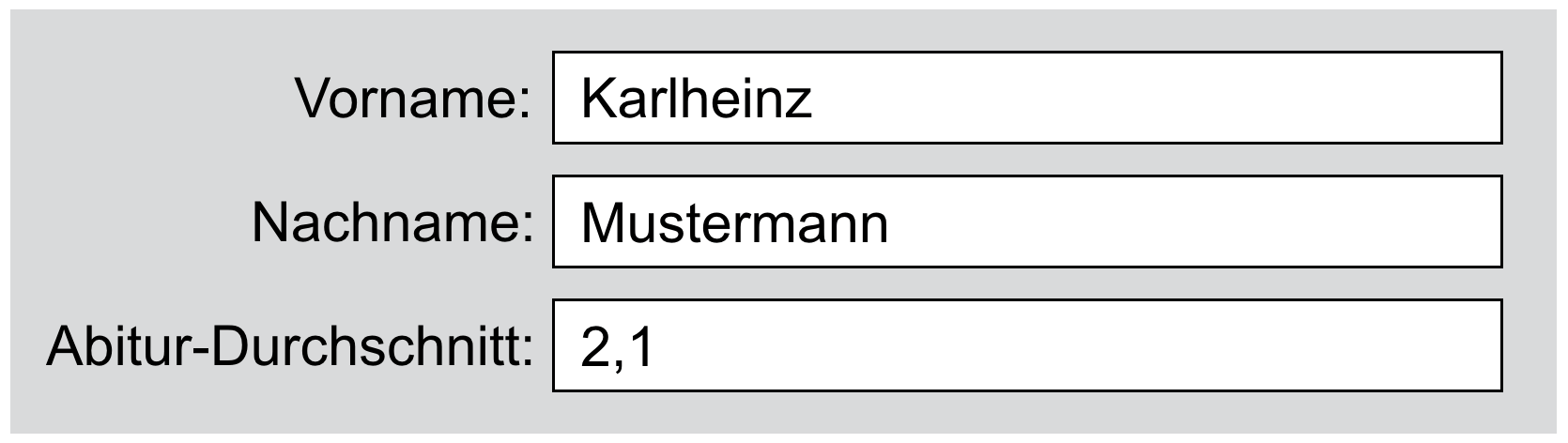 Rechtsbündige Beschriftung der Eingabefelder