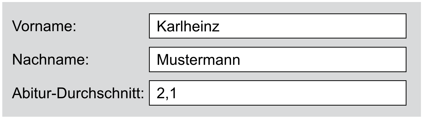 Linksbündige Beschriftung der Eingabefelder