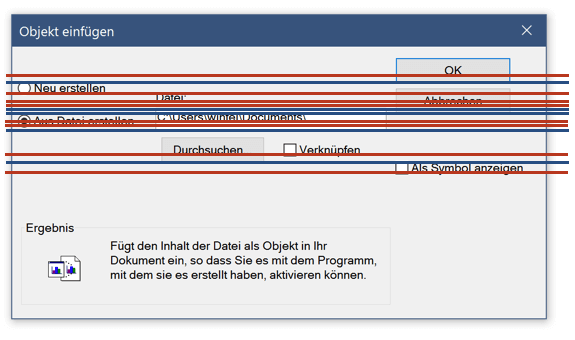 Horizontale Fluchtlinien des WordPad-Beispiels