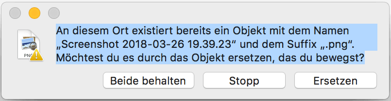 Selektion von Texten in Systemmeldungen