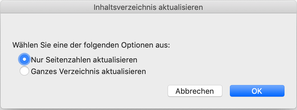 Unnötige Bestätigung der Optionsauswahl in Microsoft Word