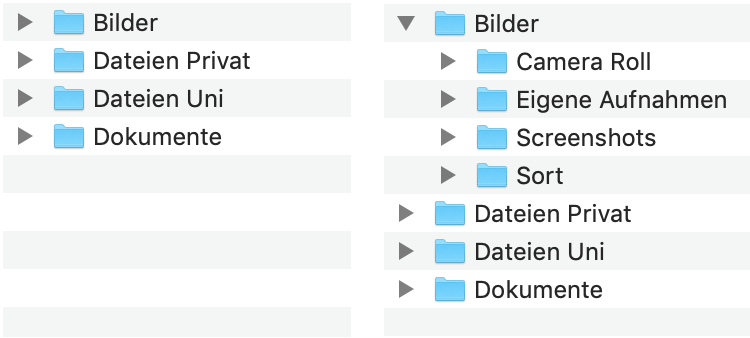 Verzeichnis-Listing im Finder von Apple