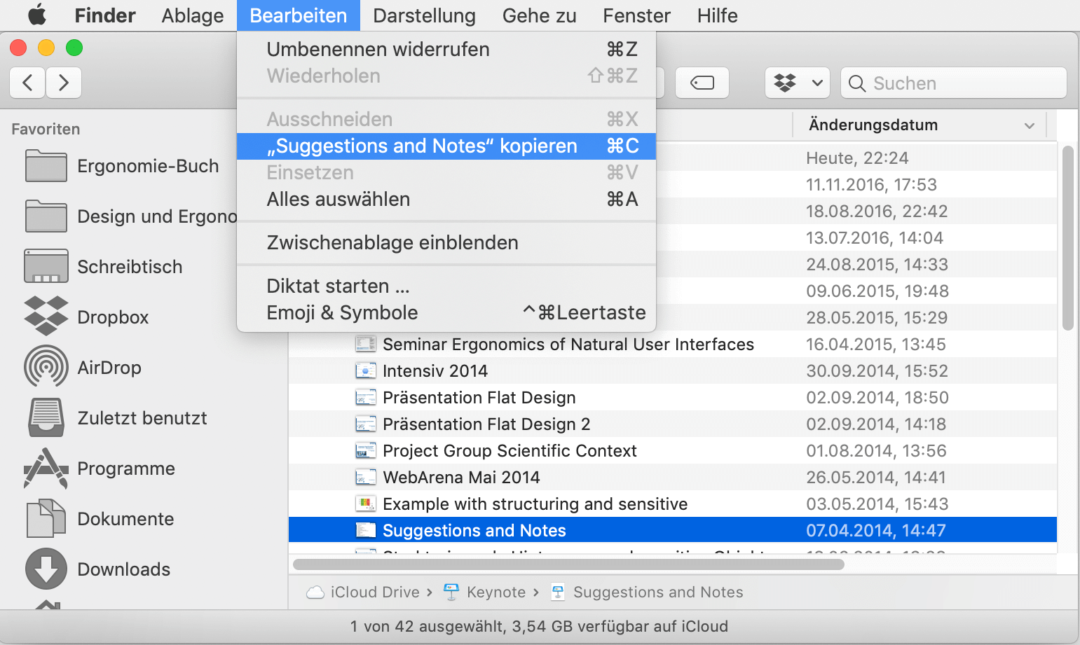 Konkrete Rückmeldung im Finder von MacOS