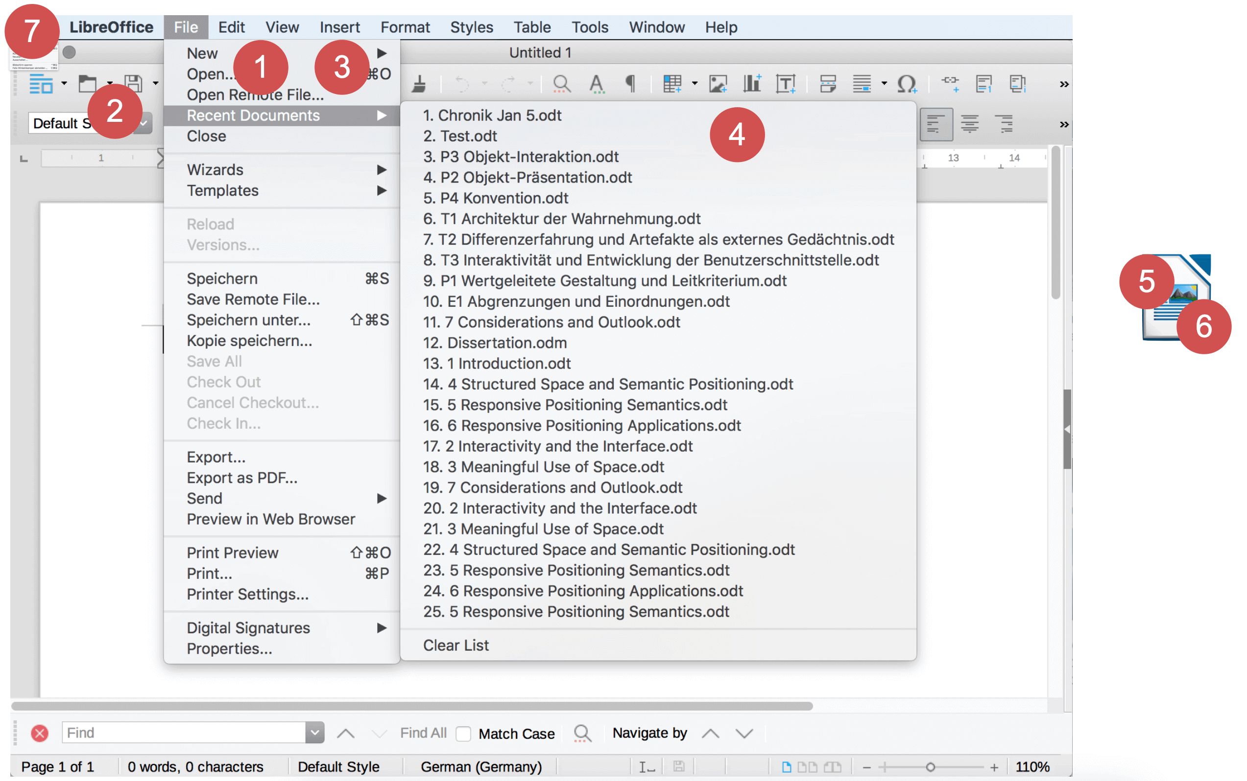 Multiple Möglichkeiten des Öffnens von Dateien in LibreOffice