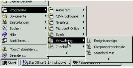 Ausblendung selten oder nie genutzter Elemente im Startmenü von Windows 2000