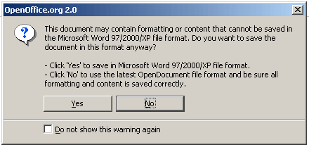 Pseudo-Dialog in OpenOffice (2005)