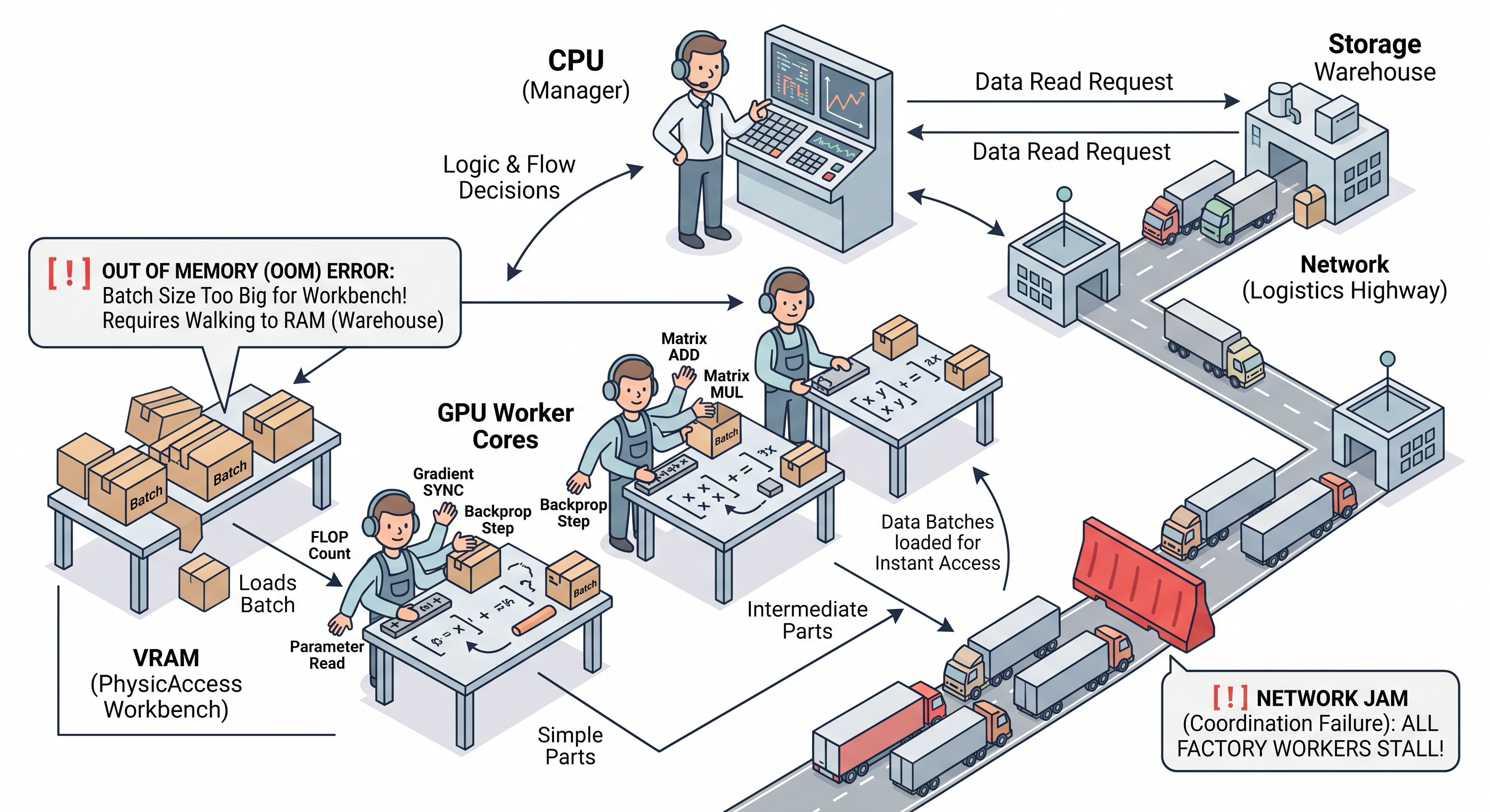 Artistic, but highly inaccurate & curiosity driven diagram that shows AI workflows in action.