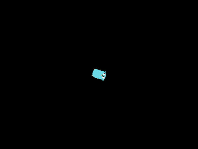 Chapter 2 result: the Go Gopher logo rotating about its center