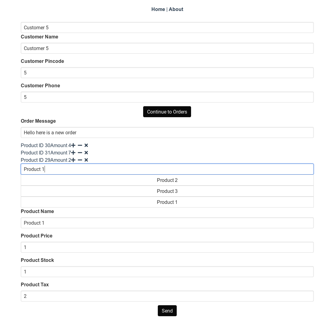 Order creation page