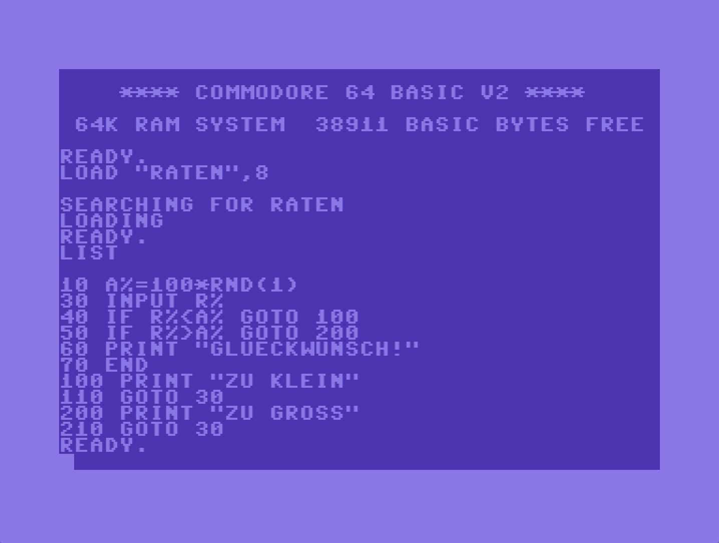 Laden eines Programms am Commodore 64