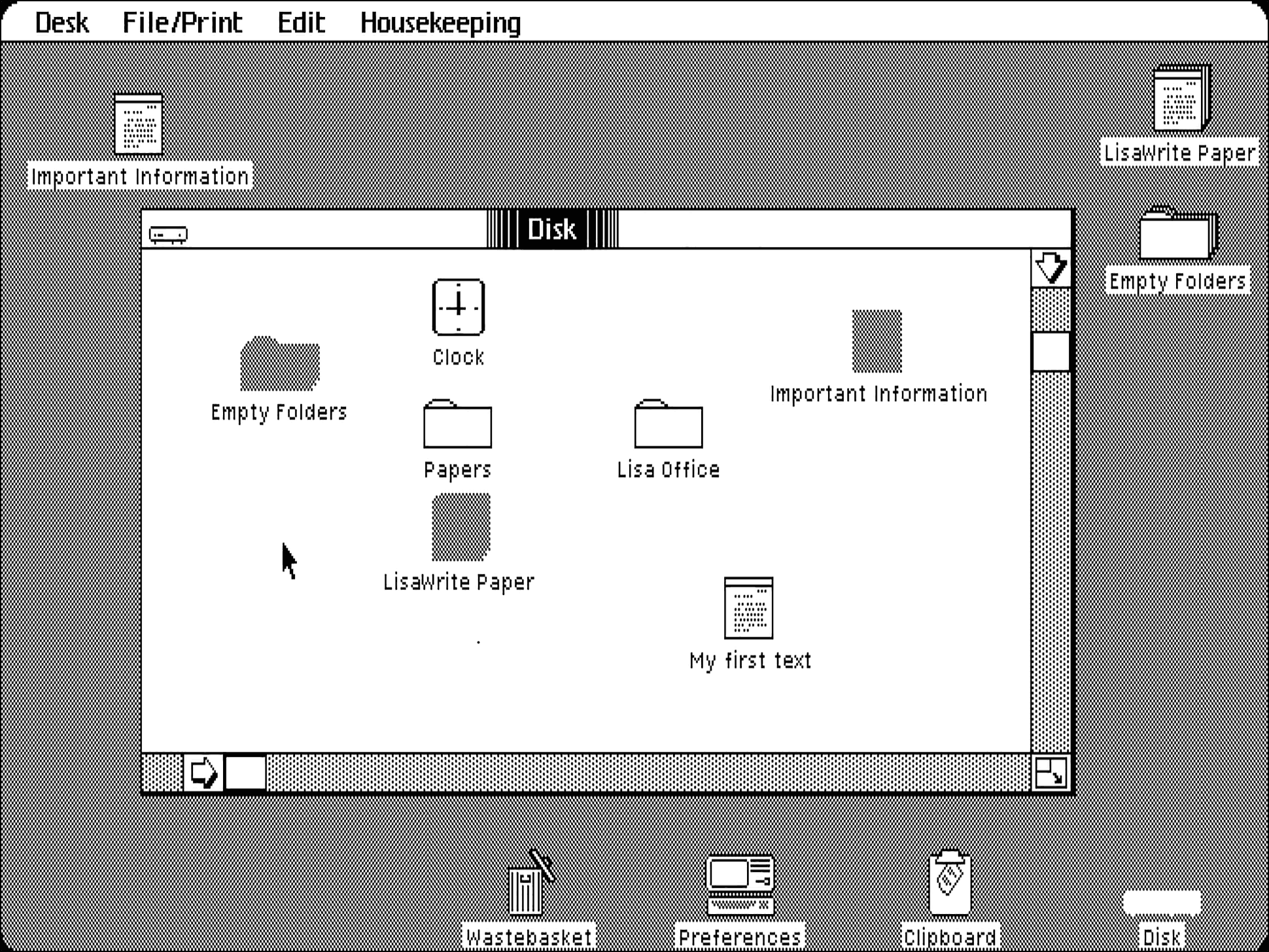 Der Desktop einer Apple Lisa