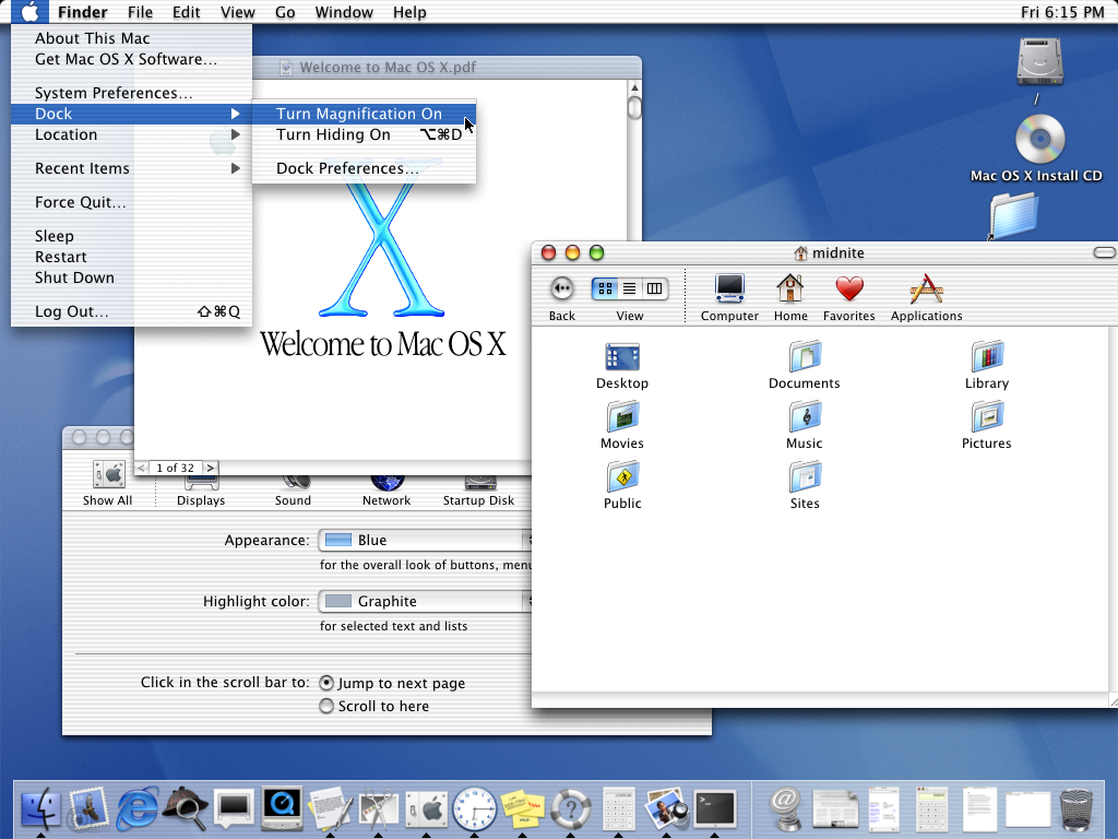 MacOS 10.0 mit Aqua-Oberfläche – Screenshot: Marcin Wichary, GUIdebook