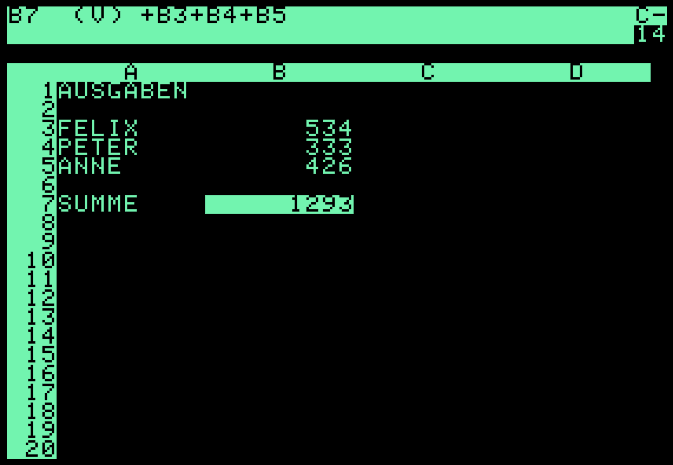 VisiCalc auf dem Apple II