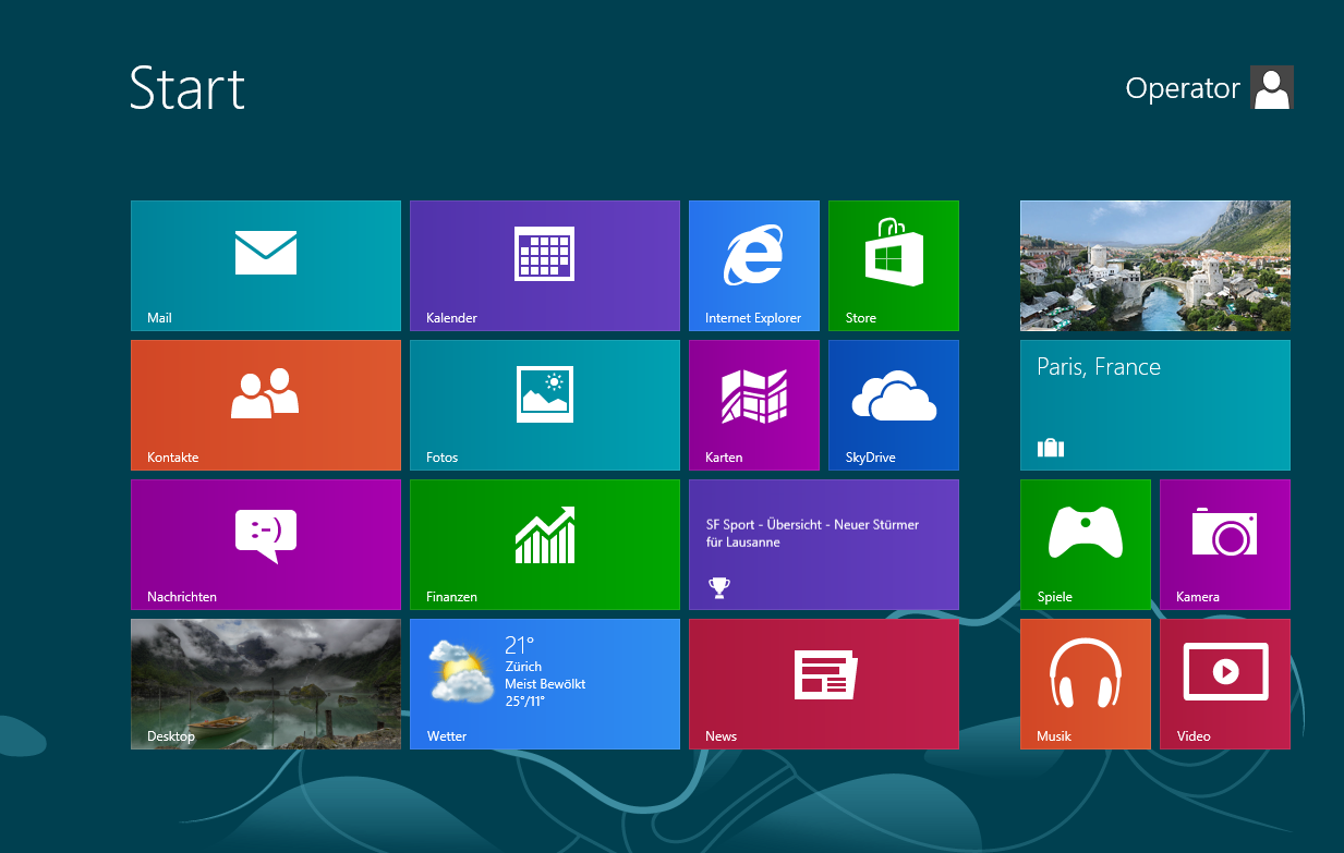 Die Kachel-Oberfläche von Windows 8
