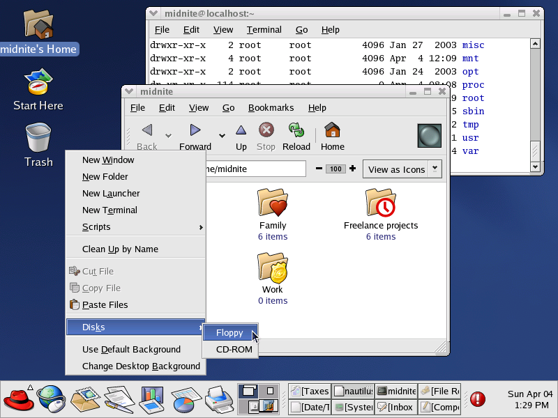 GNOME 2.2.0 in RedHat 9 von 2004 – Screenshot: Marcin Wichary, GUIdebook