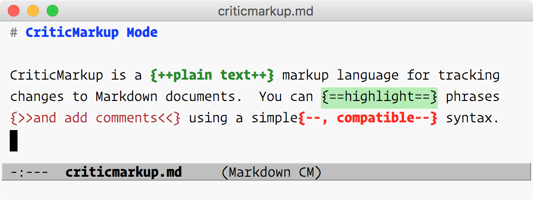 CriticMarkup Mode and Markdown Mode