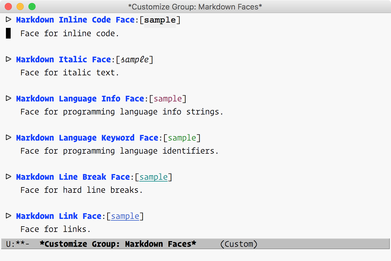 Markdown Faces Customize Group