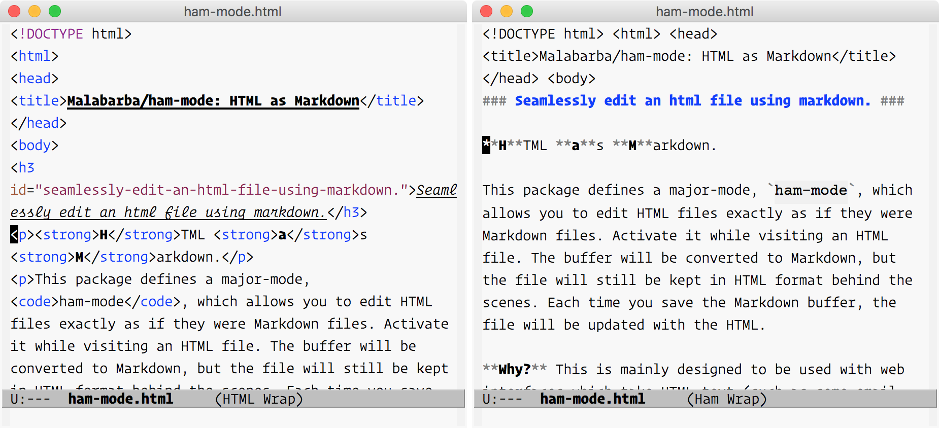 HTML Mode and HTML as Markdown Mode