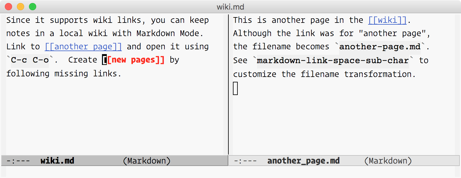 Local Wiki Files in Markdown Mode