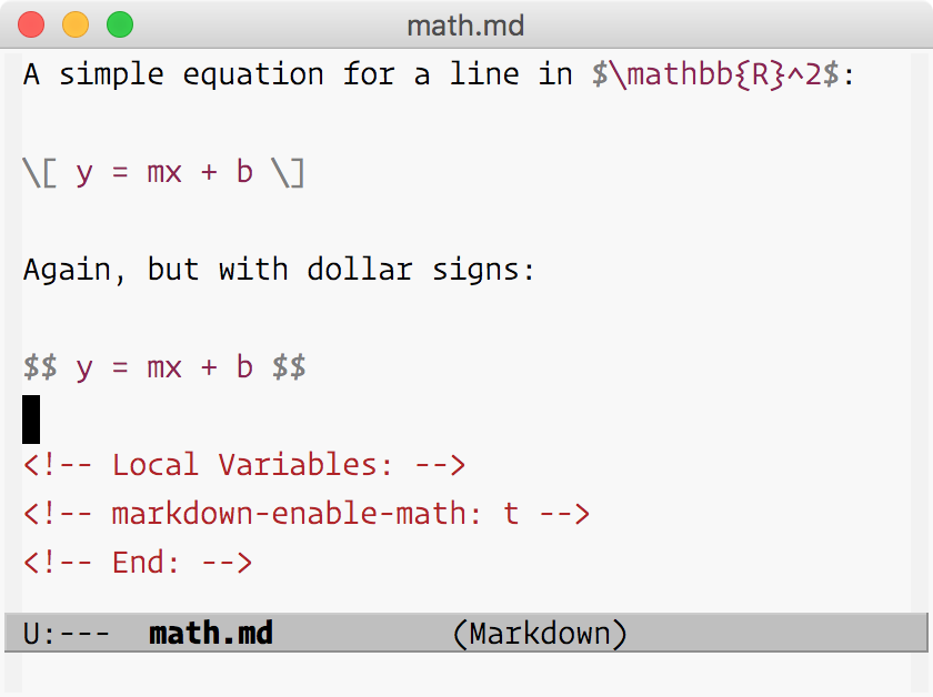 LaTeX Math in Markdown Mode