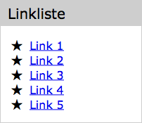 Bei diesem Teaser haben die Listenelemente Sterne als Aufzählungszeichen