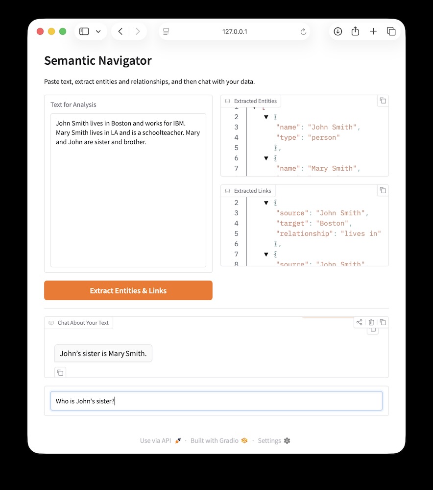 Screenshot of Semantic Navigator App