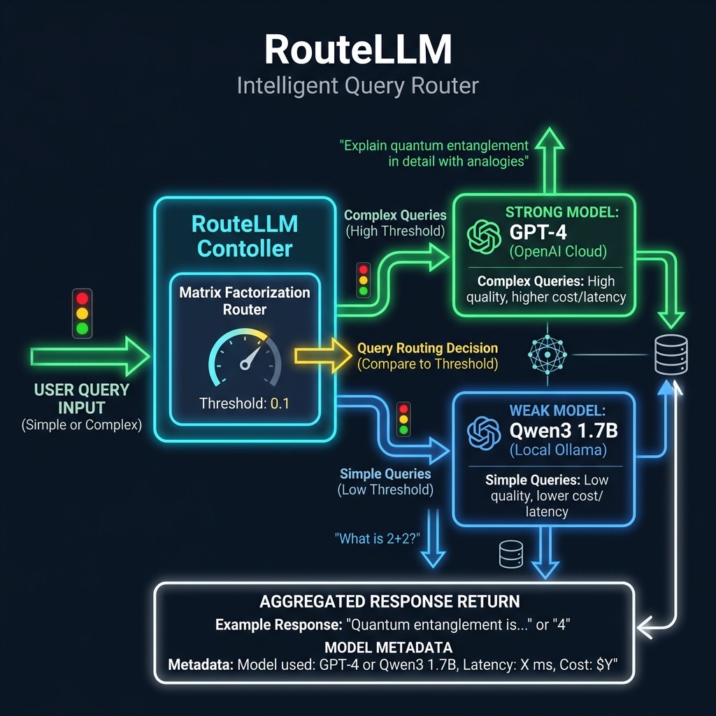 RouteLLM intelligent query router architecture