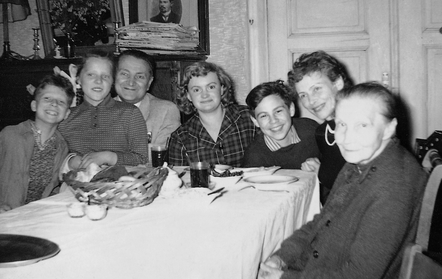 from left: Janusz, Wanda, Józef the author’s husband, Aldona Szyrmer, Jacek, the author, Ewelina Szyrmer (mother-in-law), Olsztyn (1962)