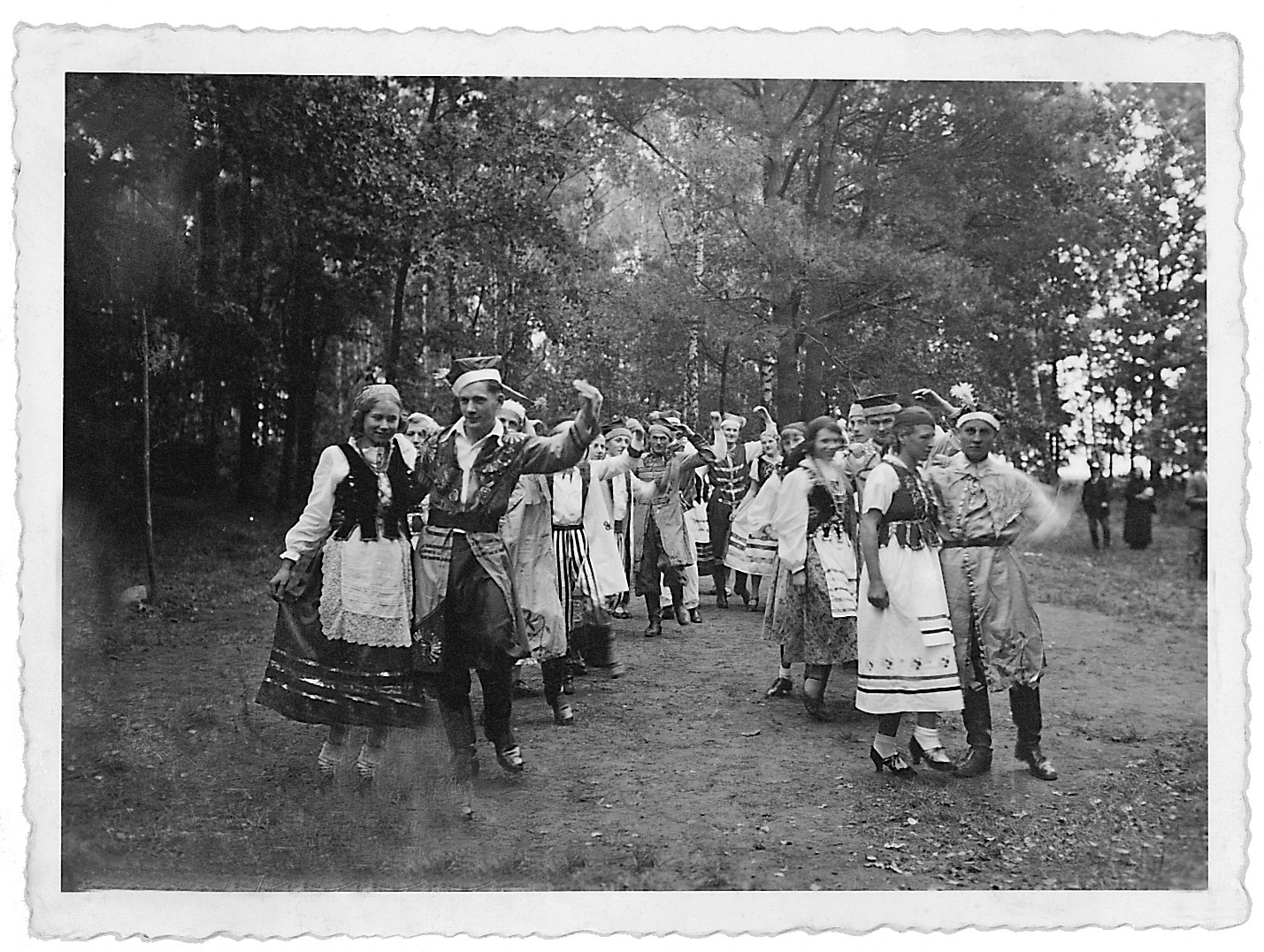 Krakowiak, author first on left, dancing with Bolesław Quella, Festival of Sports (1936)