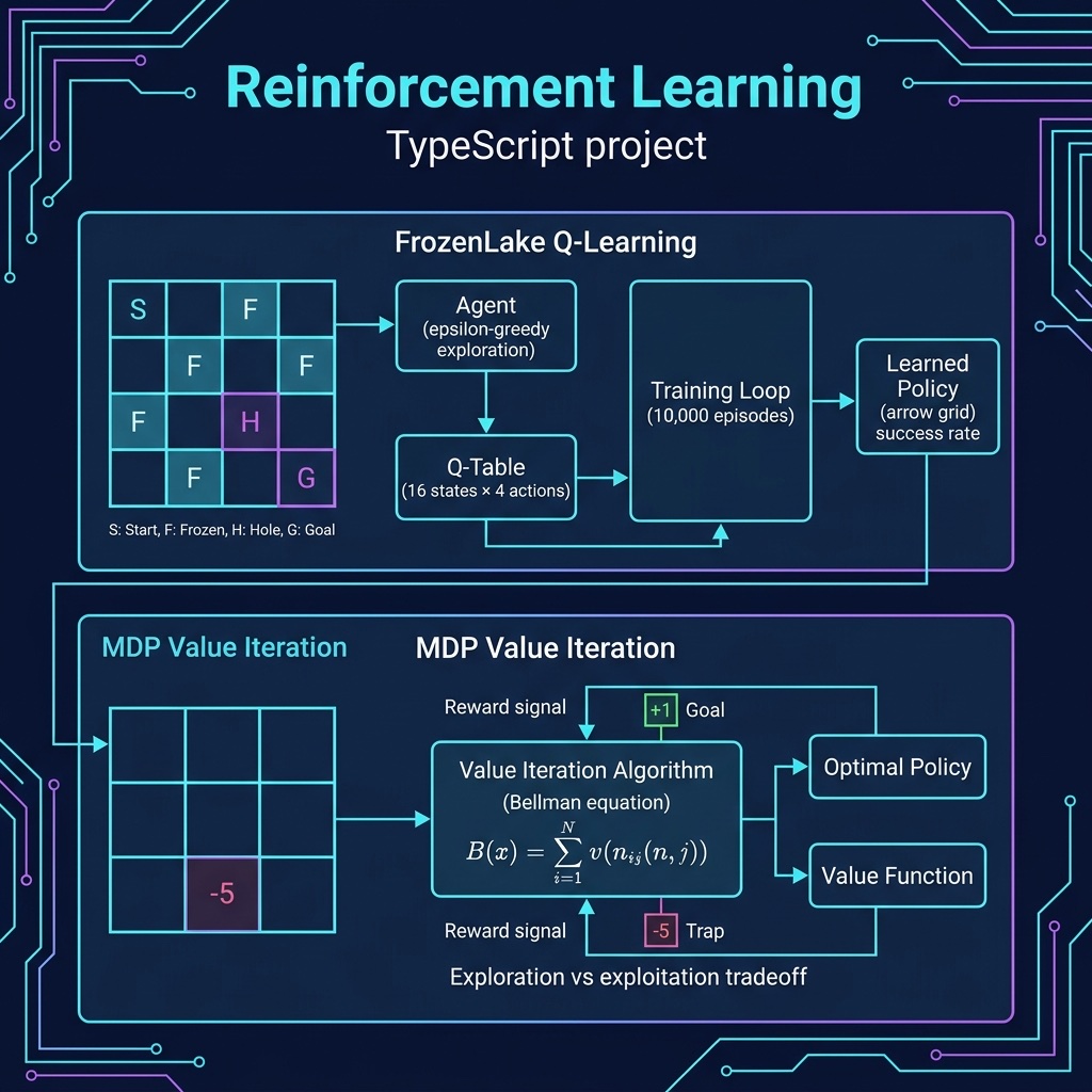 Architecture diagram for Q-Learning on FrozenLake and MDP Value Iteration