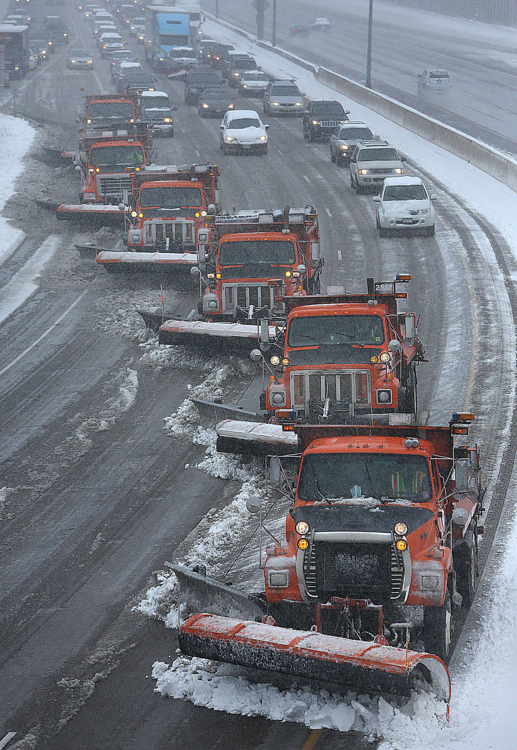 Snow plow conga line